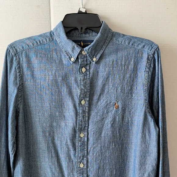 Ralph Lauren Boys Blue Soft Denim Button-Down Shirt SZ XL(18-20) Casual Comfy - Picture 2 of 8